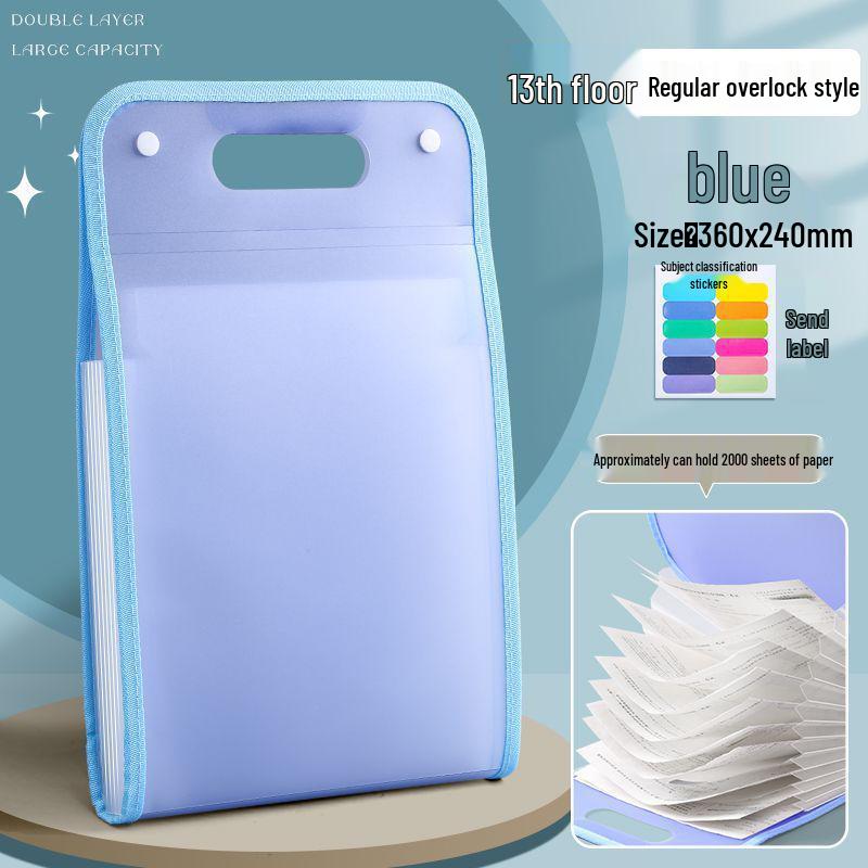 A4 Handheld Multi-Layer Accordion Folder for Students - Large Capacity, High-Value Classification Storage Bag.