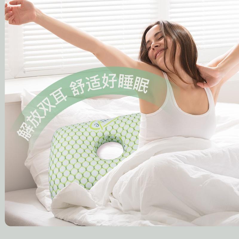 Ear Hole Pillow for Side Sleepers - Single Hole Memory Foam Pillow for Ear Protection, Relieves Ear & Side Face Pain
