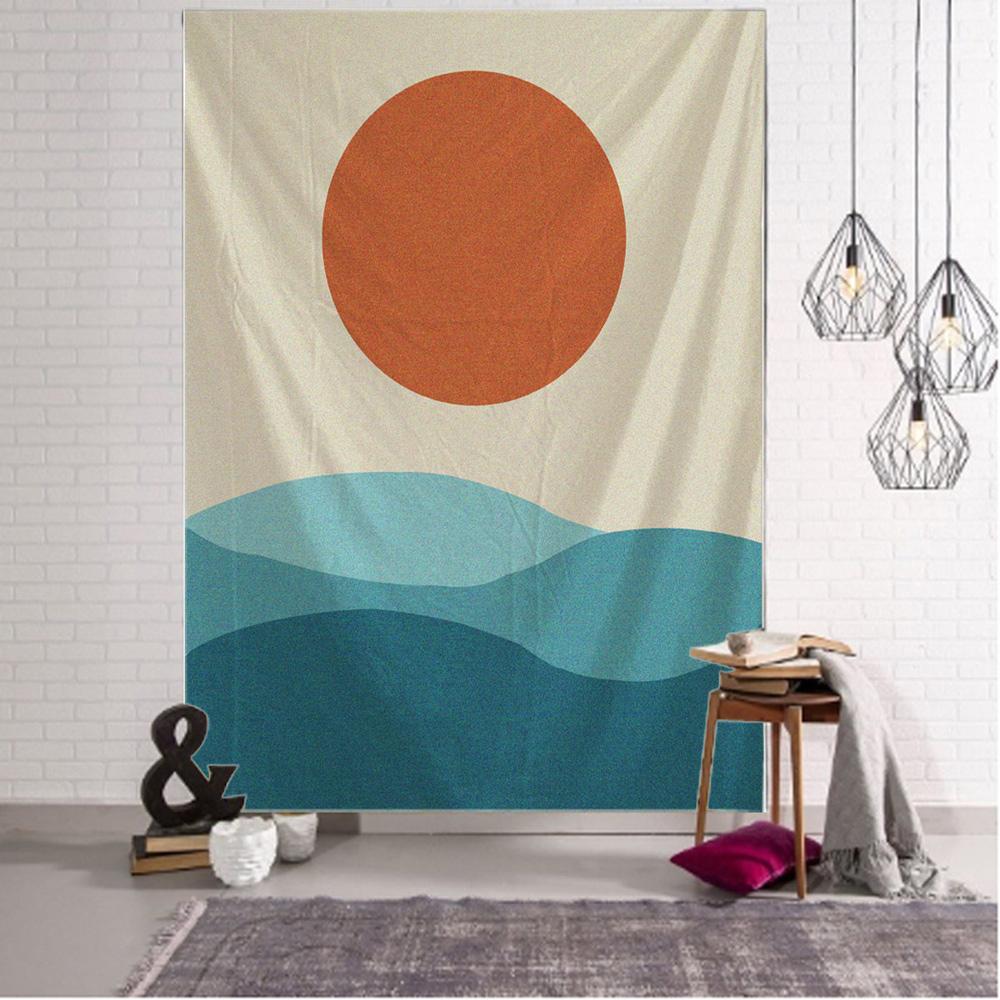 Boho Wall Mandala Wall Art Decor Simple Desert Moonlight Landscape Print Large Wall Tapestry Tapiz