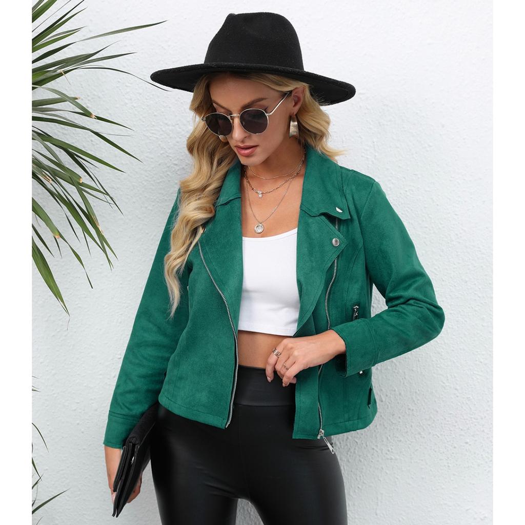 Spring Autumn Women's Lapel Zipper Long Sleeve Blazer Coat, European Style Casual Outerwear for Women, Leisure Wholesale Women Clothing