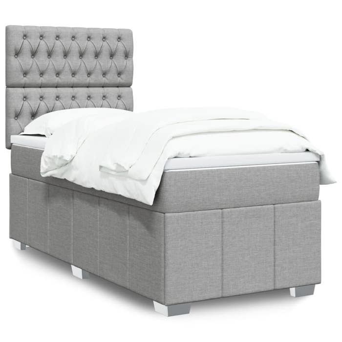 VidaXL Sommier à lattes de lit avec matelas Gris clair 90x200 cm Tissu, lit, lit à plate-forme, lit à panneaux, meuble de 3293858