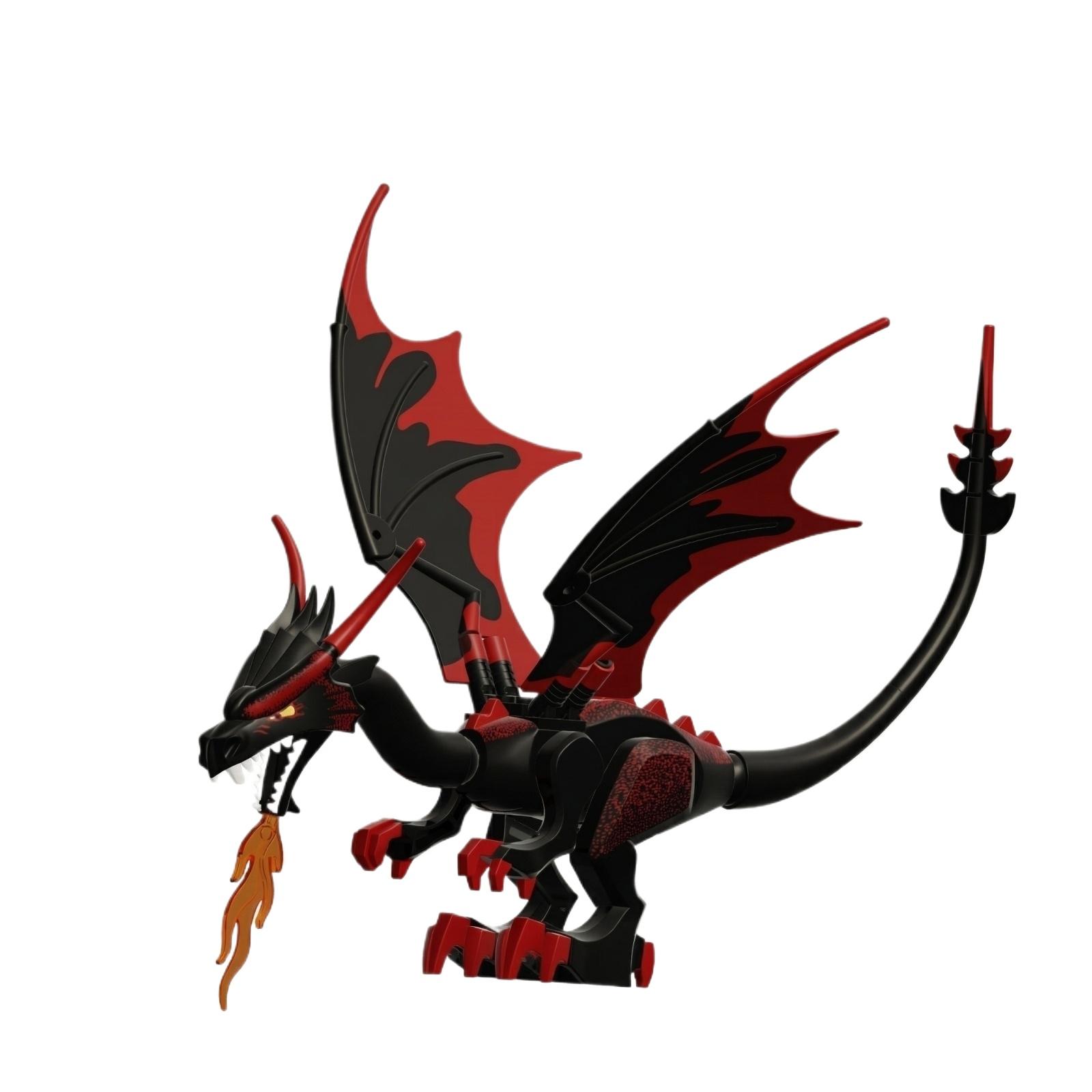 Красный Дракон И   Дракон Пазл Строительная Фигурка Игрушка чёрный