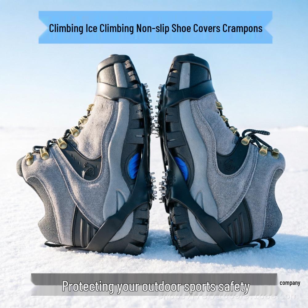 10-Tooth Steel Anti-Slip Crampons: Silicone Spikes for Outdoor, Snow, and Ice Climbing Shoe Covers