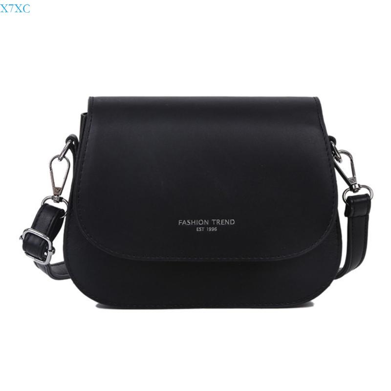 

X7XC Elegant Faux Leather Satchel Purse for Women Candy Color Crossbody Shoulder Bag чёрный