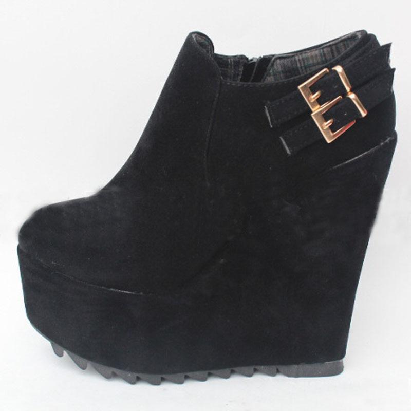 New Arrival High Heels Ankle Boots for Women 15 Cm Wedges Shoes Woman Red Black Custom Design Platform Boots Winter WSH5005