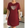 Heart Print Short Sleeve Summer Nightgown – Comfortable & Fashionable Casual Dress