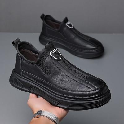 Brown Soft Slip On Male Casual Shoe Legitimate Common 2025 Trend Comfortable Low Price Retro Men's Leather Shoes On Sale