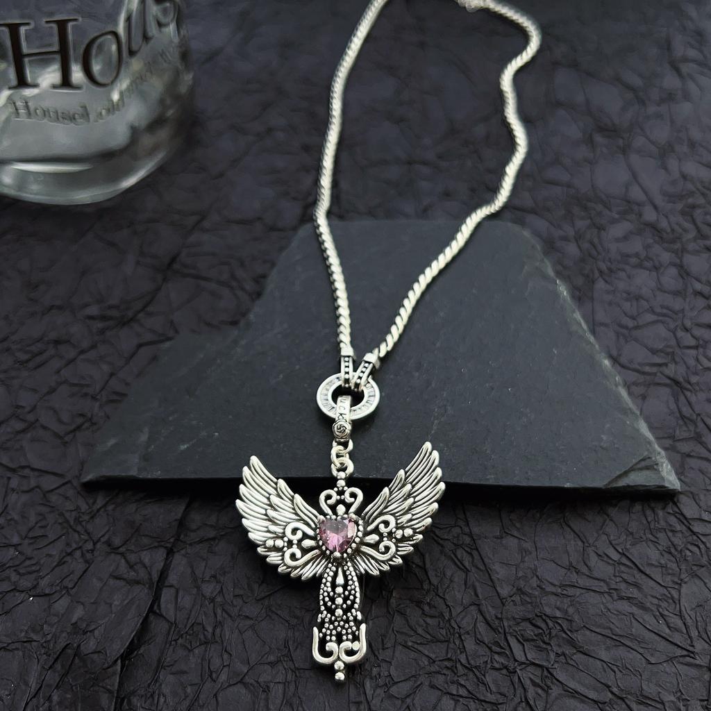 Neck Chain, Angel Cross Necklace, Delicate and Niche Women's Collarbone Chain, Light Luxury Fashion Sweater Chain Accessories