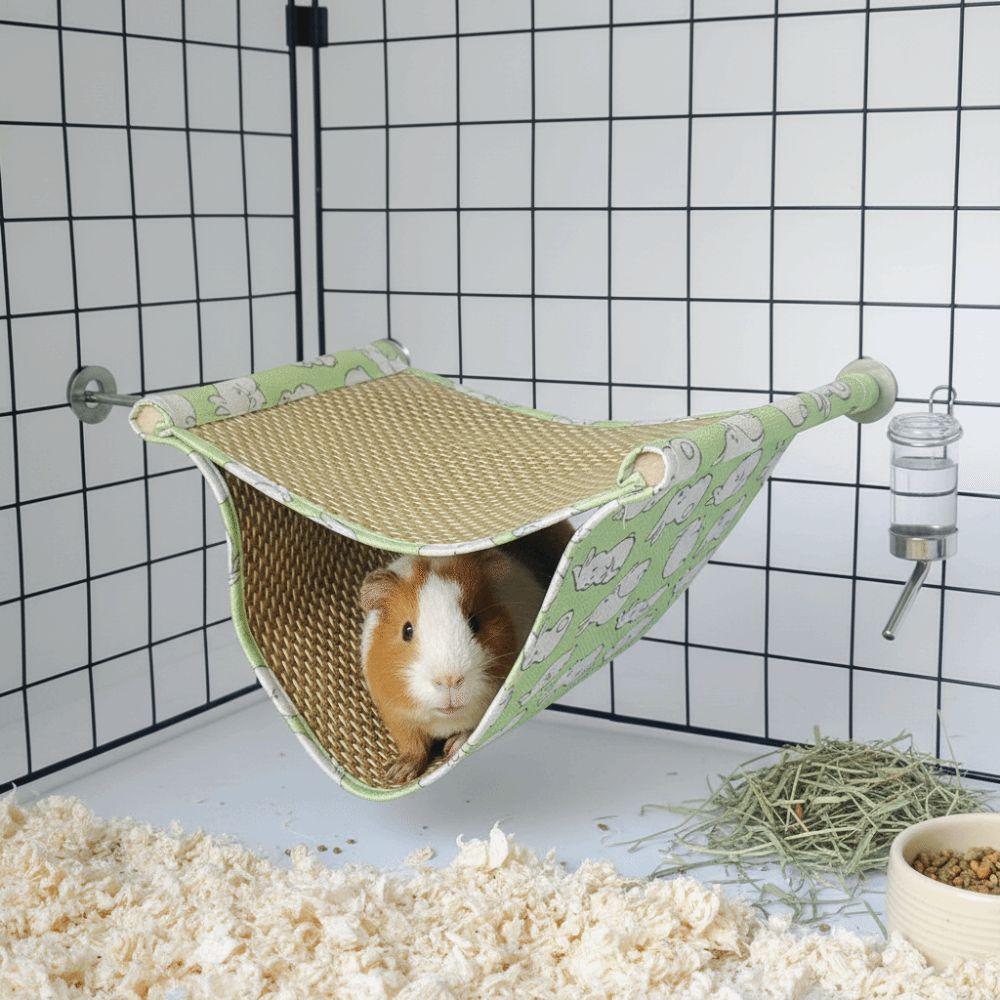 Double Layered Pet Hammock Cool Mat Cartoon Pattern Cooling Hammock Comfortable Breathable Hamster Jumping Platform Summer