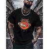 European Sizes Men Casual T - Shirt Rose Heart Handshake Tattoo Print Men Fashion Street Style Adult Men Casual Wear