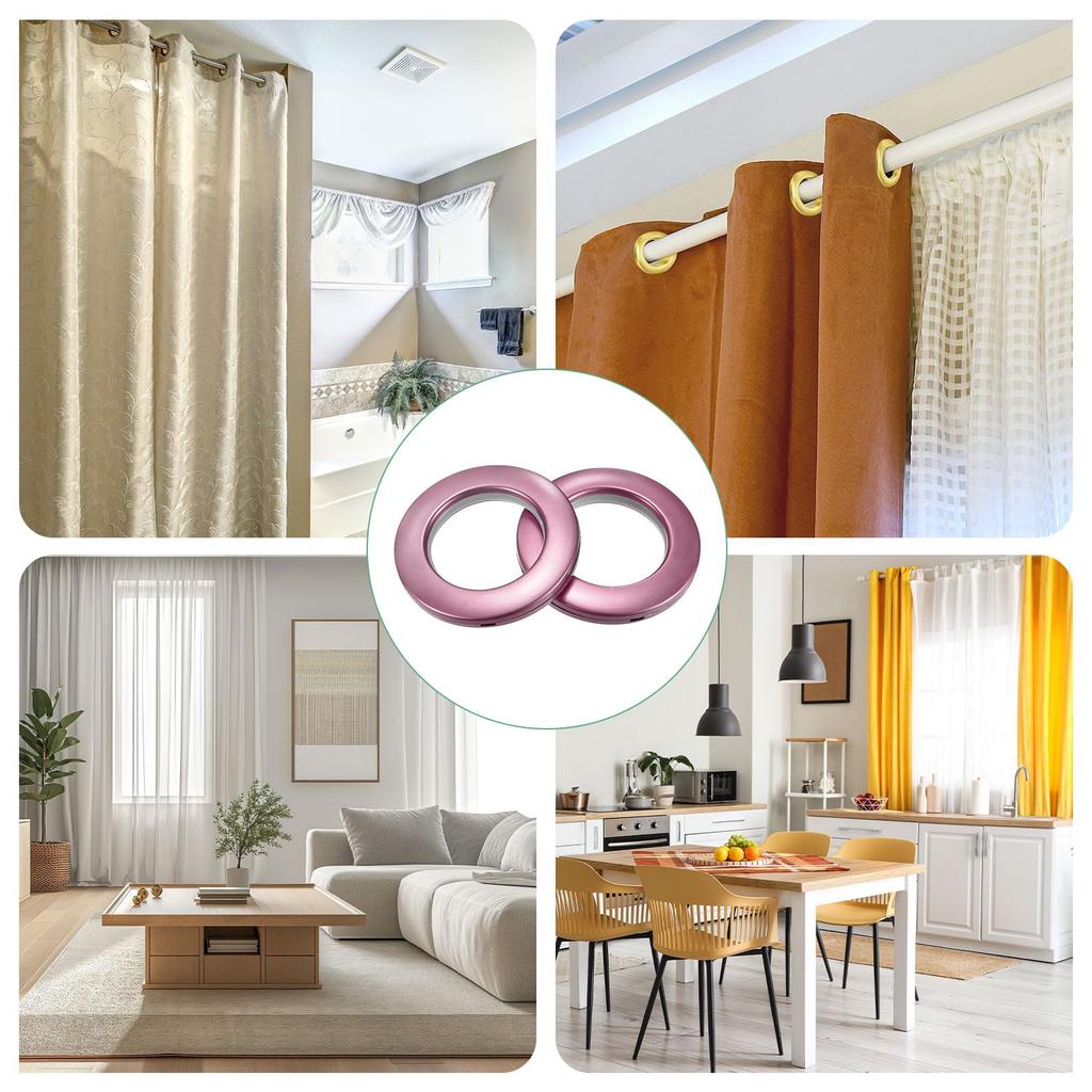 METERXITY Curtain Inner Diameter Plastic Curtain Ring Clips Eyelet Nanoscale Quiet Roman Rings for Home Drapery Grommets 25-Pack Grommets, 1-9/16"