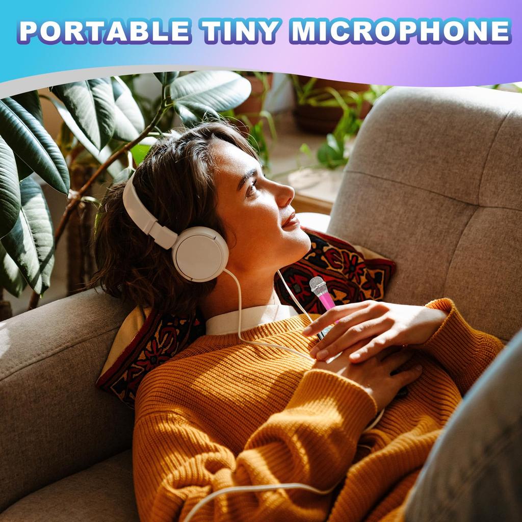 Uxcell Mini-Mikrofon mit Schwamm und Kordelzug, tragbar für Sprache, Video und Gesang, 2-teilige Hülle, Halterung, Tasche, Karaoke, Aufnahme, (blau)