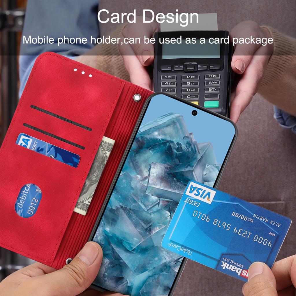 Suitable for Google 9Pro Mobile Phone Leather Case, Samsung S24 Matte Card Wallet Holder Diagonal Span Protective Case A55