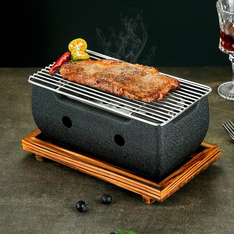 Japanese charcoal grill Aluminum alloy tea cooker Small oven Korean style cast iron barbecue dish portable grill korean bbq