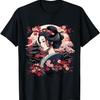 Geisha With Mount Fuji And Pagoda Cherry Blossom T-Shirt(4)