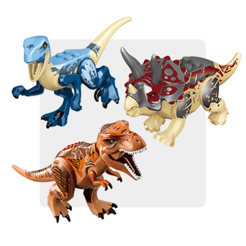 Non-Toxic Jurassic Dinosaurs World Velociraptor Triceratops Indominus T-Rex Model Building Blocks Assemble Educational Toys For Kids Gifts