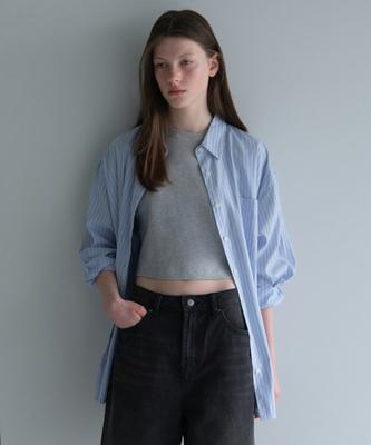 MUSINSA STANDARD WOMAN Women'S Oversized Striped Silky Shirt [Blue]