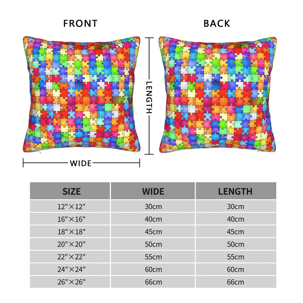 Rainbow Autism Awareness Puzzle Seamless Pattern Pillow Cover Design Cushion Cover Funny Pillow Case For Office Car Home Decor