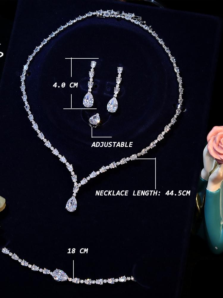 ASNORA High Quality Cubic Zirconia Bridal Wedding Jewelry Water Drop Necklace Lady Pendant Four Piece Set Party Accessories