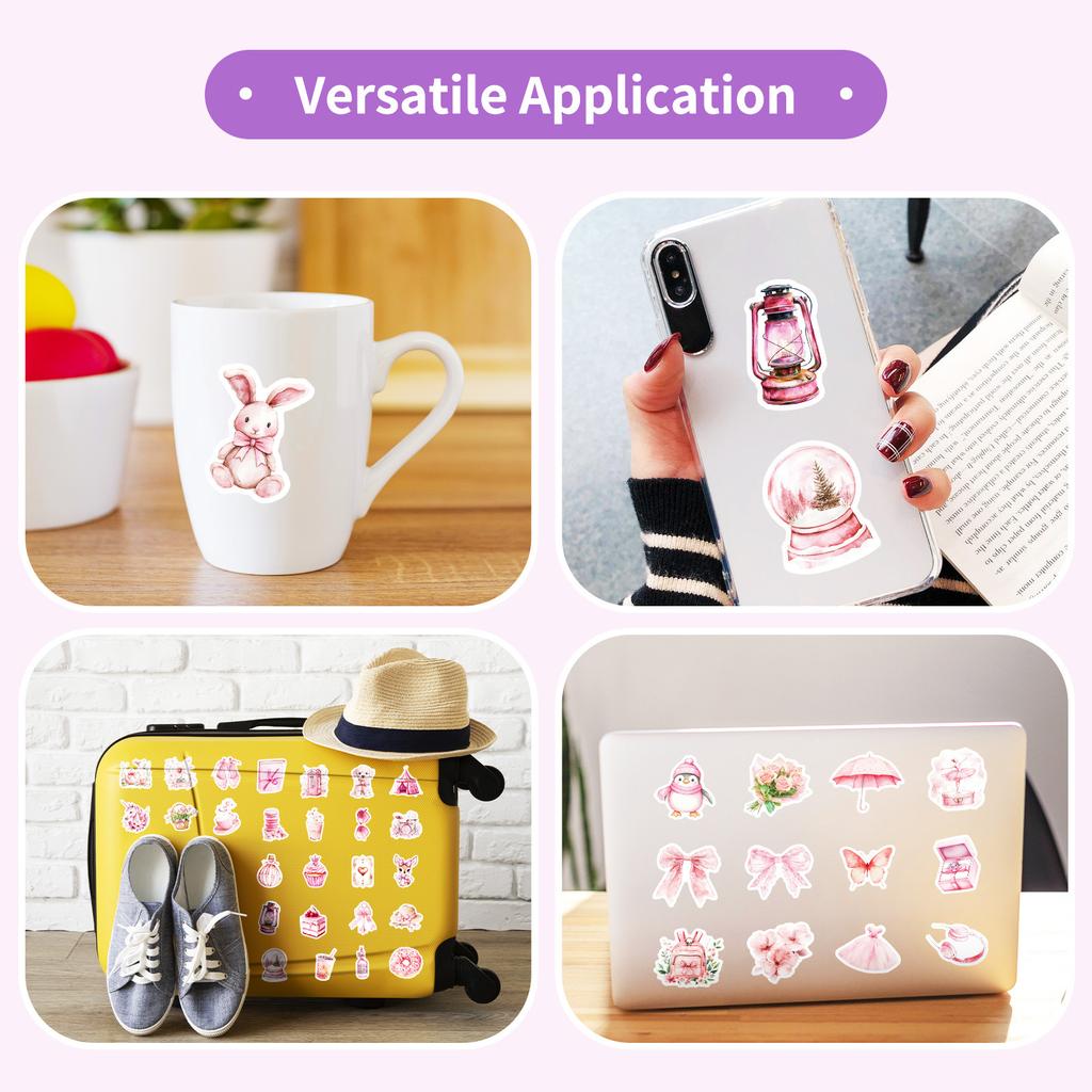 50 STÜCK Pink Ästhetische Welt Aufkleber, Hochwertige Mädchenhaftes Herz Journaling/Handy- & Tablet-Dekorationsaufkleber