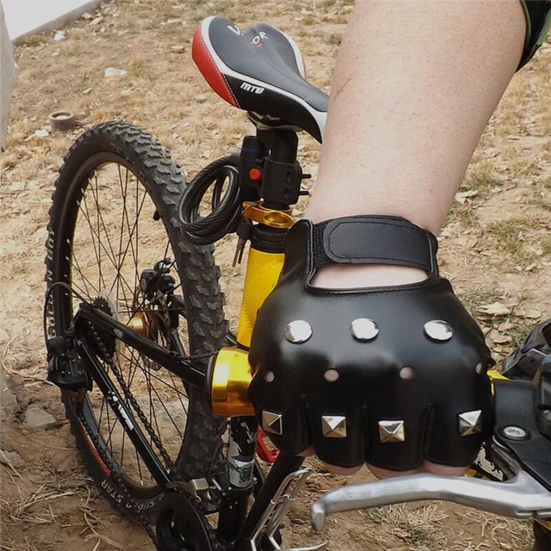 

Men s Punk Metal Rivet Half-Finger Gloves