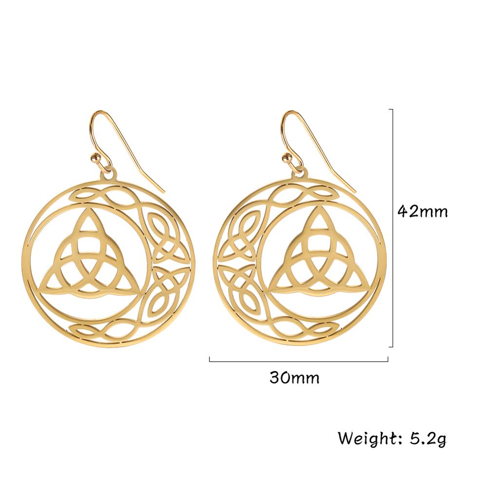 My Shape Hoop Gothic Earrings Stainless Steel Big Earring Dangle Earrings Irish Knot Women Gold Color Pendientes Gothic Jewelry