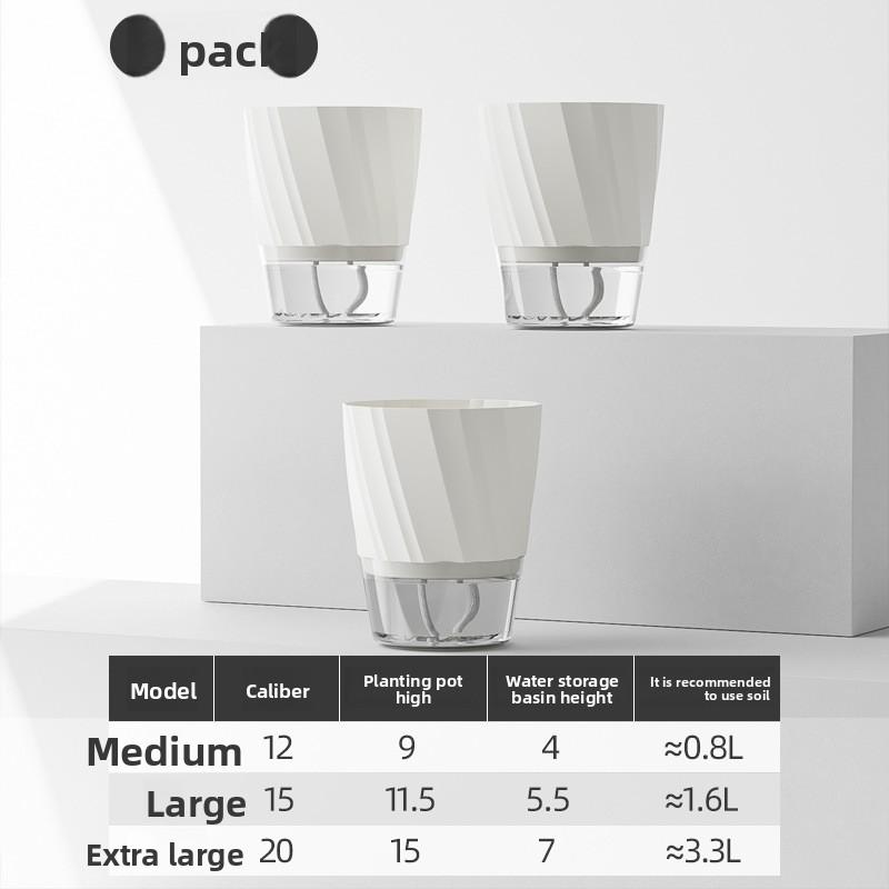 Thickened Transparent Self-Watering Green Radish Flower Pot for Home Use, Lazy Person's Special Indoor Green Plant Container wit