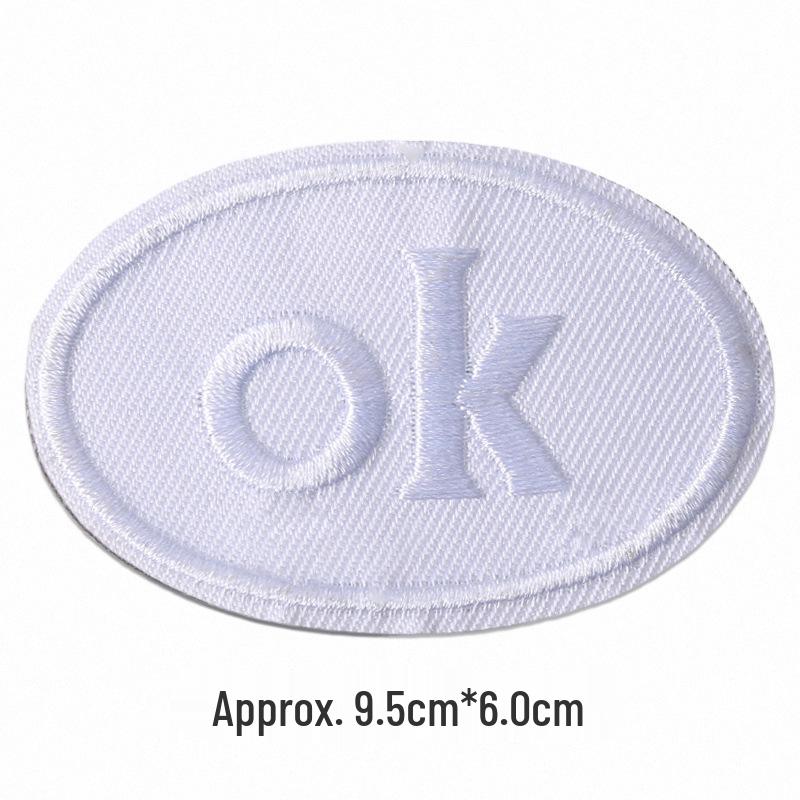 Self-Adhesive Embroidery Cloth Patches for Jackets & DIY Decor - OK Letter Accessory Stickers