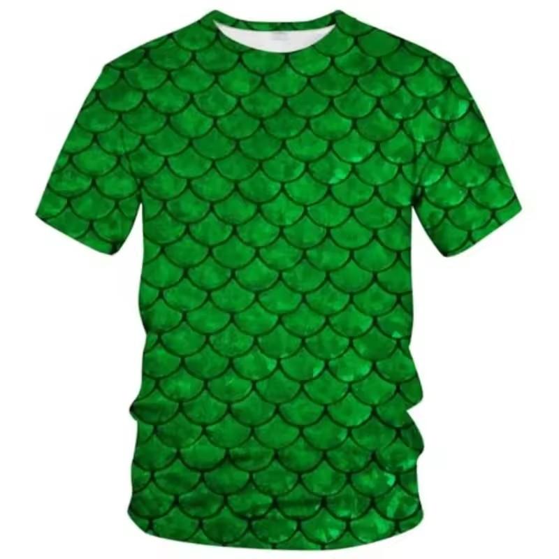 Funny Fish Scale Pattern 3D Print Tshirt Men and Women Summer Fashion Personality O Neck Short Sleeve T Shirt Casual Tee Top