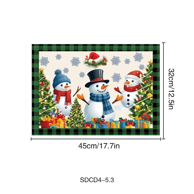 4/6/8pcs New Christmas Placemat Festival Decoration Set Santa Claus Linen Tableware Pads Tablecloth for Christmas Celebrations