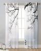 Chinese Style Tree Winter Bird Reflection Sheer Curtains for Living Room Decoration Window Curtains Kitchen Tulle Voile Curtains