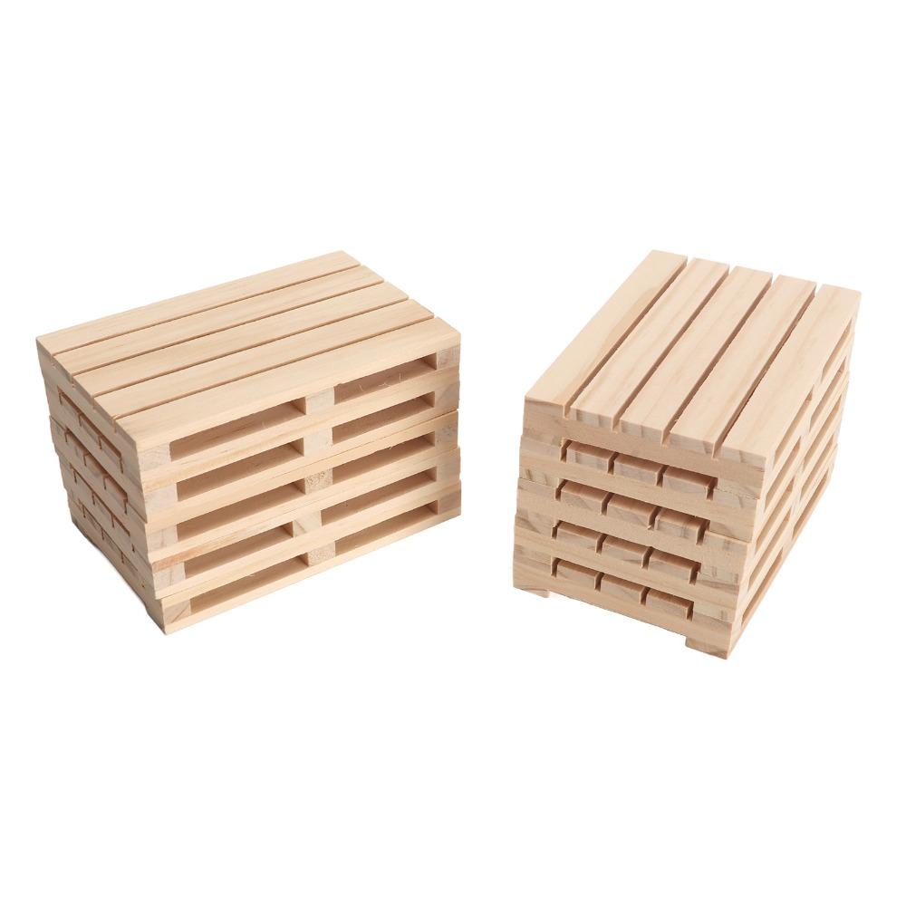 10pcs Rectangle Mini Pallet Coasters DIY Hand Polished Drink Coasters Wooden Coasters For Office