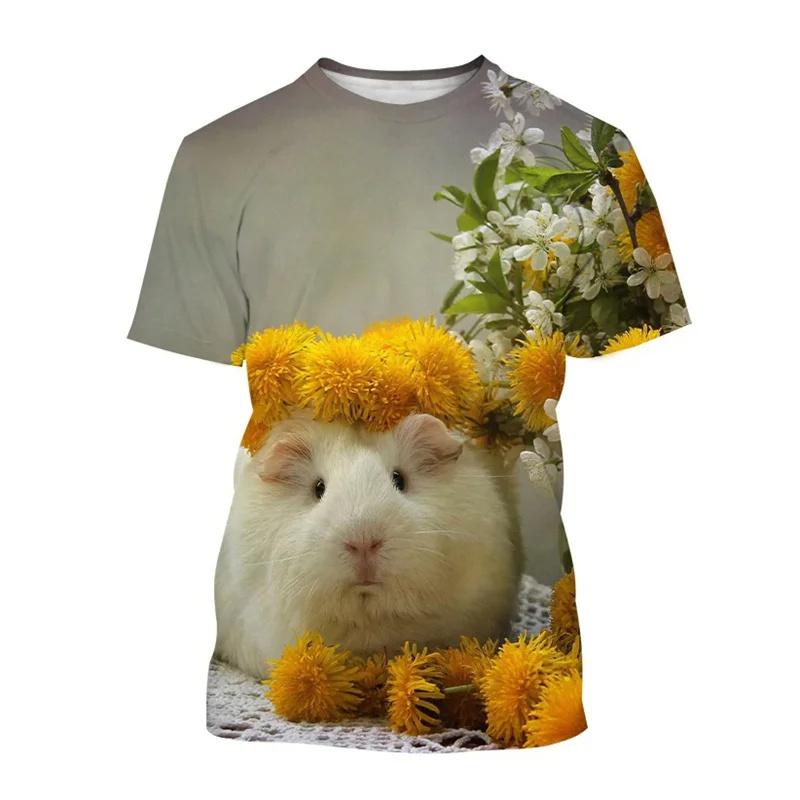New Summer Cute Guinea Pig T-Shirt For Funny Animal 3D Printed Tees Fashion Short Sleeves Clothes Harajuku T Shirts Tops