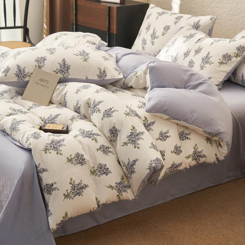 Mei Yun Ge Full Cotton Double-layer Yarn Four Piece Set Washed Cotton French Retro Pure Cotton