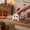 Fall Home Decor for Tables Vintage Halloween Wooden Decor, Cat Mummy Skeleton Figurines, Festive Tabletop Farmhouse Centerpiece Shelf Mantel