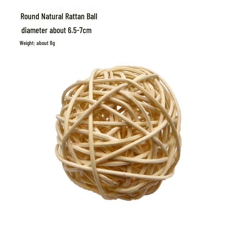 Natural Handmade Woven Rattan Teething and Chew Toy for Rabbits, Hamsters, and Chinchillas - Boredom Relief Ball