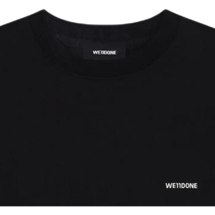 We11done Ss25 Shoulder Seam Decorative Casual Logo Printed Short Sleeve T-Shirt Unisex Tops WD-TT2-25-717-U-BK