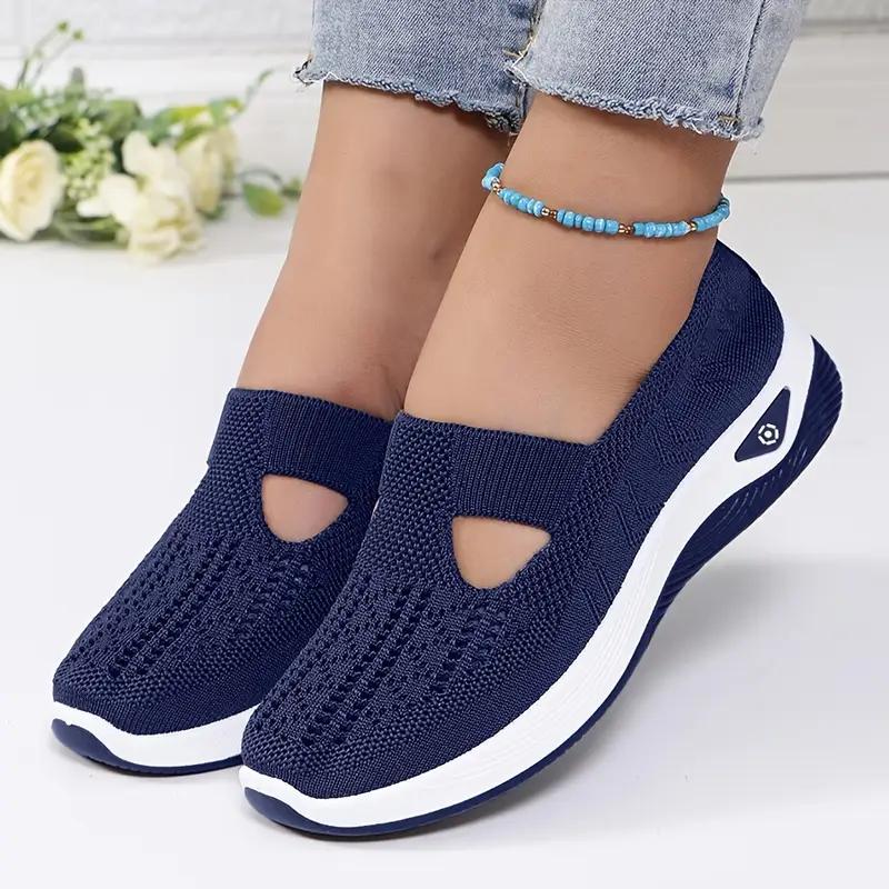 Women'S Shoes 2025 New Style, Breathable Knitted Shoes for Women, Trendy Lace-Up Sports Shoes for Cross-Border Trade