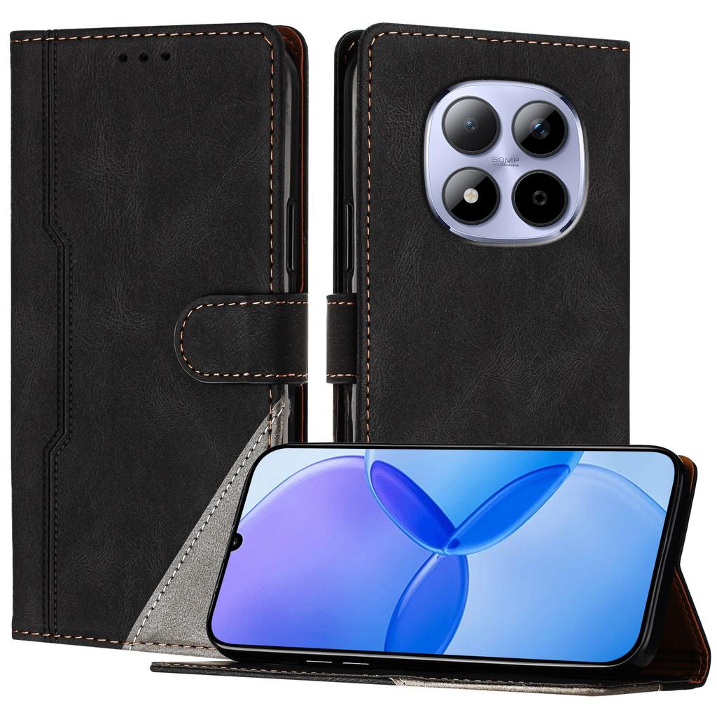 For Xiaomi Redmi Note 15 Pro 5G Leather Case Triangle Patchwork Wallet Stand Shockproof Phone Cover