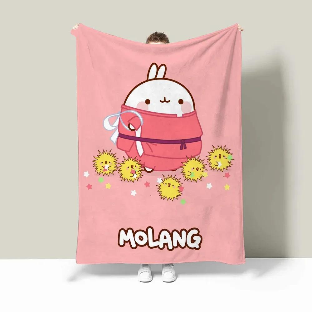 Pătură Aruncare Anime Molang Pătură Aruncare Drăguță pentru Canapea Lenjerie de Pat de Lux Pături de Pat Decor Canapea Pufos Carouri Cobija Genunchi Moale