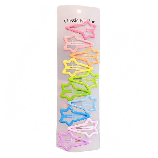 

10Pcs Girl Hairpins Water Drop Heart Triangle Designs Candy Color Side Bang Hair Clips Decorative Hair Accessories C