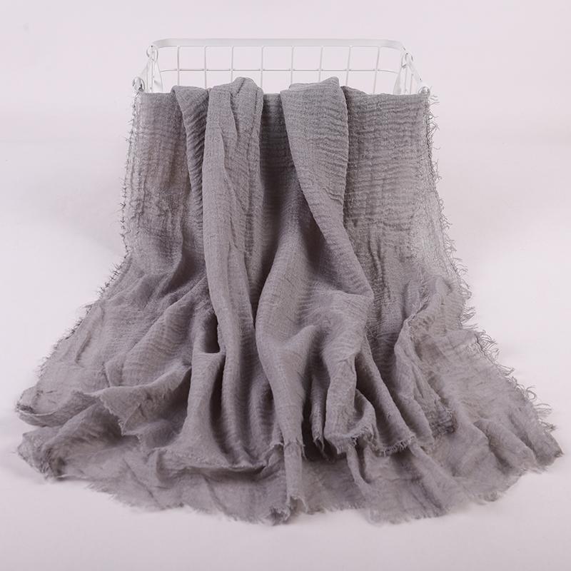 Ramadan Cotton Crinkle Headband Veil Scarves Women Solid Color  Head Wraps Long Scarves Turban Headband Muslim Fashion Headscarf