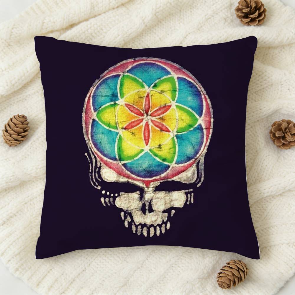 Band ggGrateful logo Dead Doublesided Printed Square Decorative Cushion Cover for Sofa Living Room Home Decor