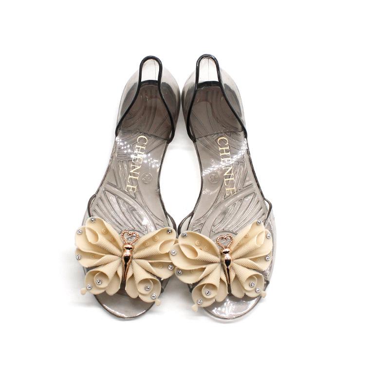 Yuzhihao Women s Summer Bow Crystal Flat Beach Sandals 37