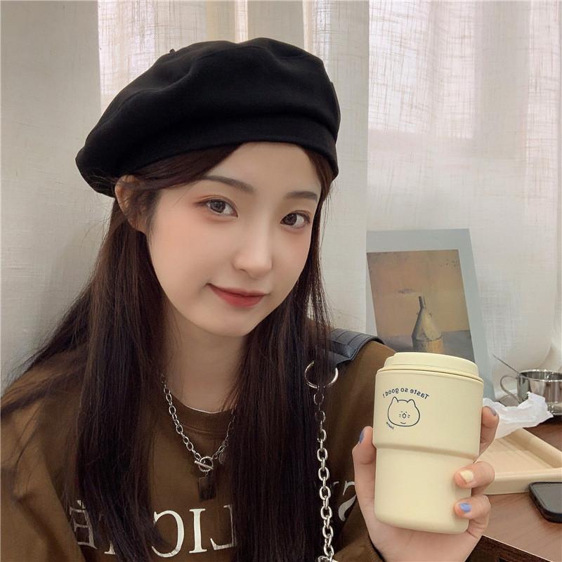 Vintage Round Top Cotton Beret Hat For Women Warm Sunshade Pumpkin Hat