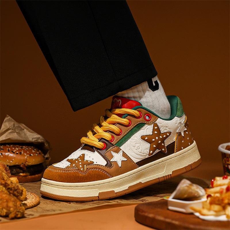 Hamburg fries creative casual shoes low-top thick-soled cushioning sneakers outdoor street shoes