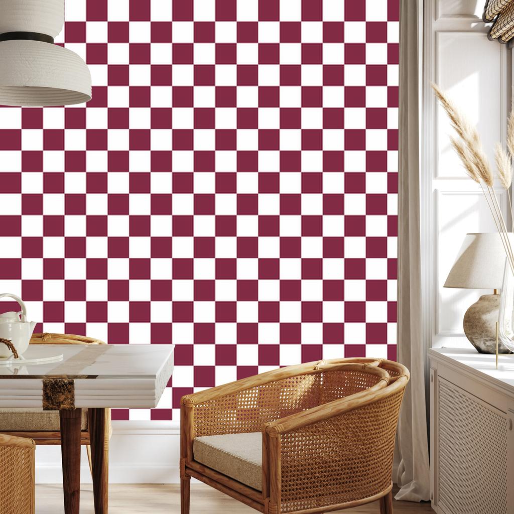 Pink and White Checkerboard Wallpaper for Living Room and Bedroom 50x1000