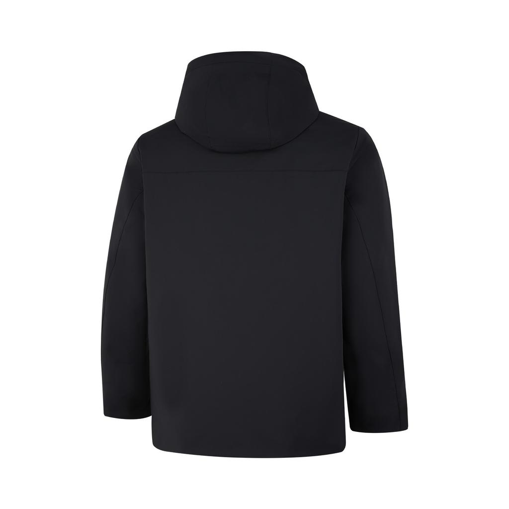 Li Ning Group Purchase Series Solid Color Hooded Zipper Cardigan Long Sleeve Down Jacket Men Outerwear Black AYMU291-5