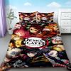 Copripiumino Demon Slayer Kimetsu No Yaiba Kamado Nezuko Anime Set Biancheria da Letto in Poliestere Set Copripiumino Stampato Cartone Animato Decorazione per la Casa