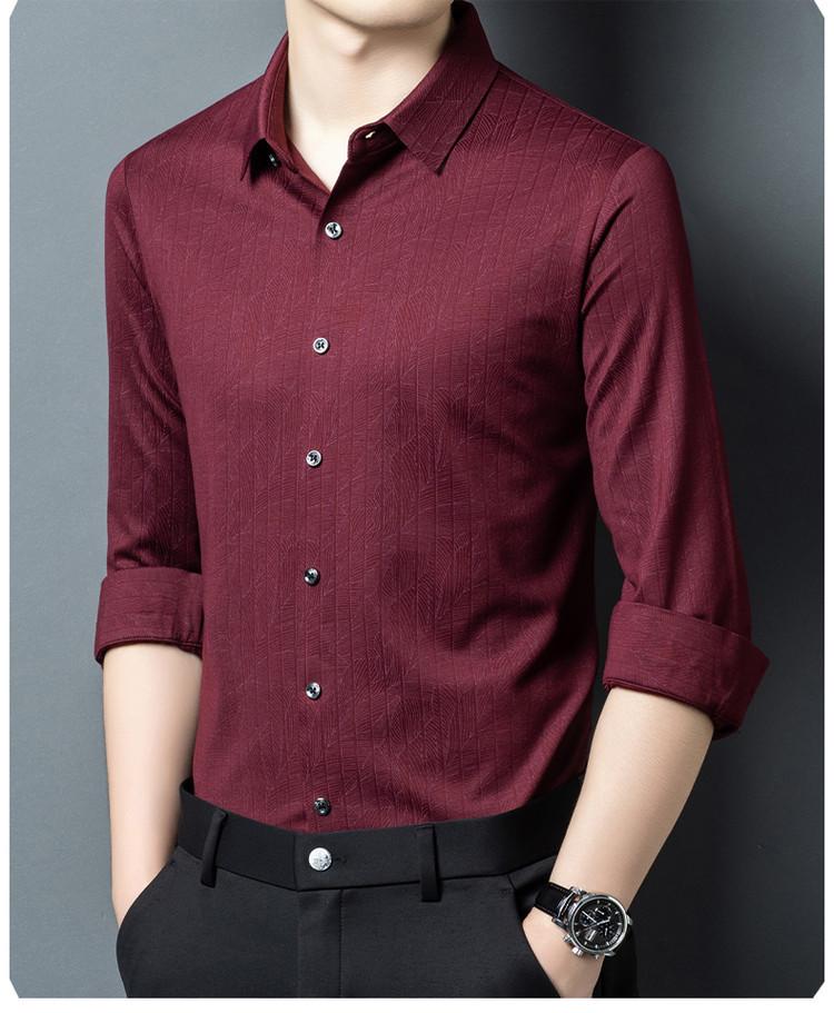 

Осенняя бесшовная мужская рубашка с длинным рукавом, высокой эластичности, не требующая глажки, устойчивая к сминанию, для бизнеса XXL красный